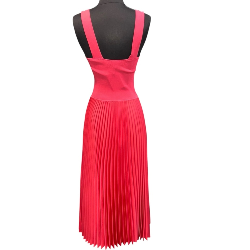 NEW Theory Square Neck Ribbed Sleeveless A Line MIDI Dress size Small Watermelon - Picture 9 of 14